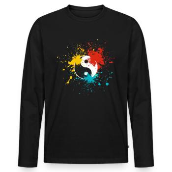 Yin Yang - Men's Premium Organic Long Sleeve Shirt - black - Front - Nico (187cm)