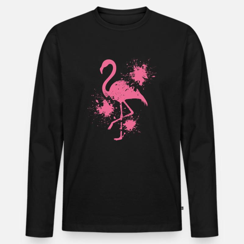 Flamingo - Männer Premium Bio Langarmshirt - Schwarz