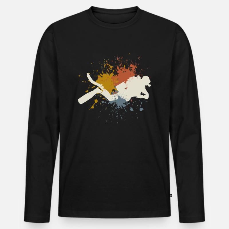 Taucher retro - Männer Premium Bio Langarmshirt - Schwarz