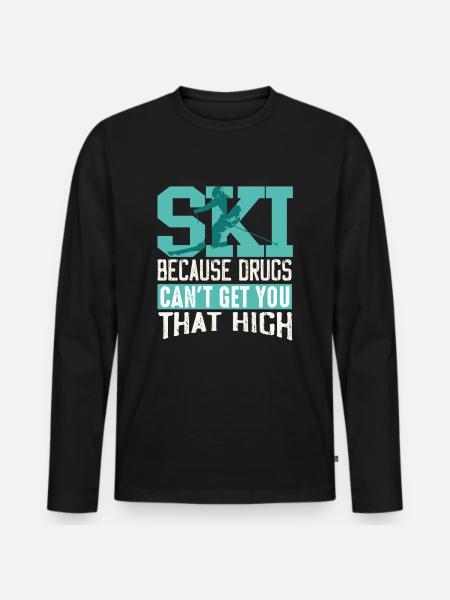 Ski - Männer Premium Bio Langarmshirt - Schwarz