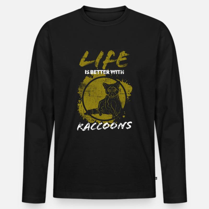 Waschbär - Männer Premium Bio Langarmshirt - Schwarz