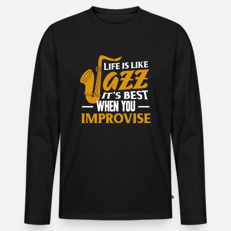 Jazz - Männer Premium Bio Langarmshirt - Schwarz