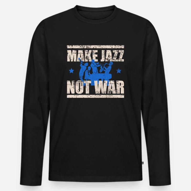 Jazz - Männer Premium Bio Langarmshirt - Schwarz