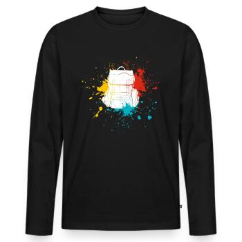 Rucksack - Männer Premium Bio Langarmshirt - Schwarz - Vorne - Nico (187cm)