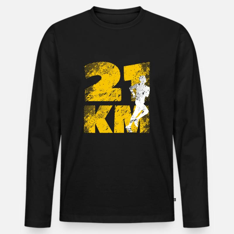 Halbmarathon - Männer Premium Bio Langarmshirt - Schwarz