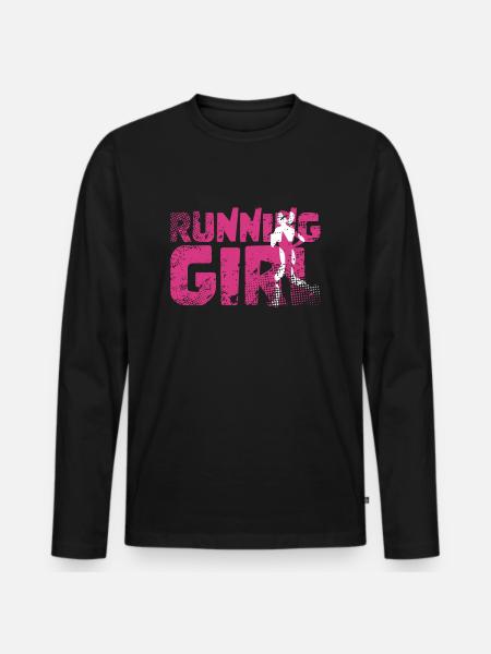 Runner running girl - Men's Premium Organic Long Sleeve Shirt - black