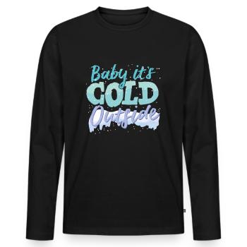 Winter - Männer Premium Bio Langarmshirt - Schwarz - Vorne - Nico (187cm)