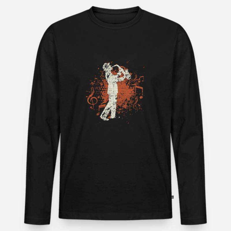 Saxophonist Jazz - Männer Premium Bio Langarmshirt - Schwarz