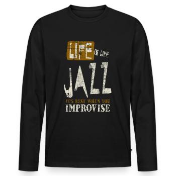 jazz - T-shirt manches longues Premium bio Homme - noir - Devant - Nico (187cm)