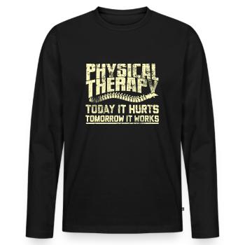 Physiotherapist - Men's Premium Organic Long Sleeve Shirt - black - Front - Nico (187cm)