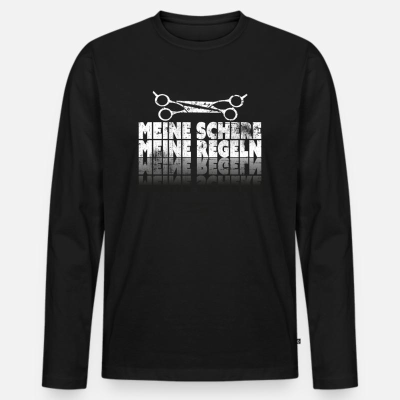 Frisör - Männer Premium Bio Langarmshirt - Schwarz