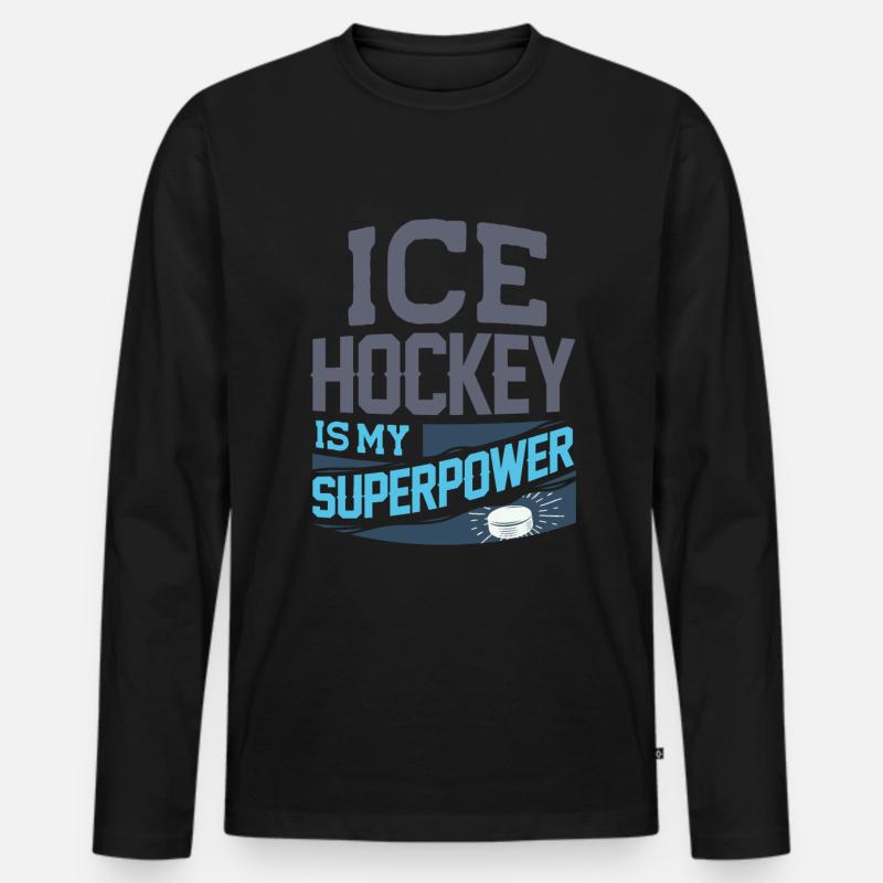 Eishockey - Männer Premium Bio Langarmshirt - Schwarz