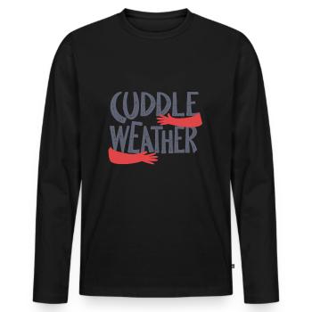 Météo câlin - T-shirt manches longues Premium bio Homme - noir - Devant - Nico (187cm)