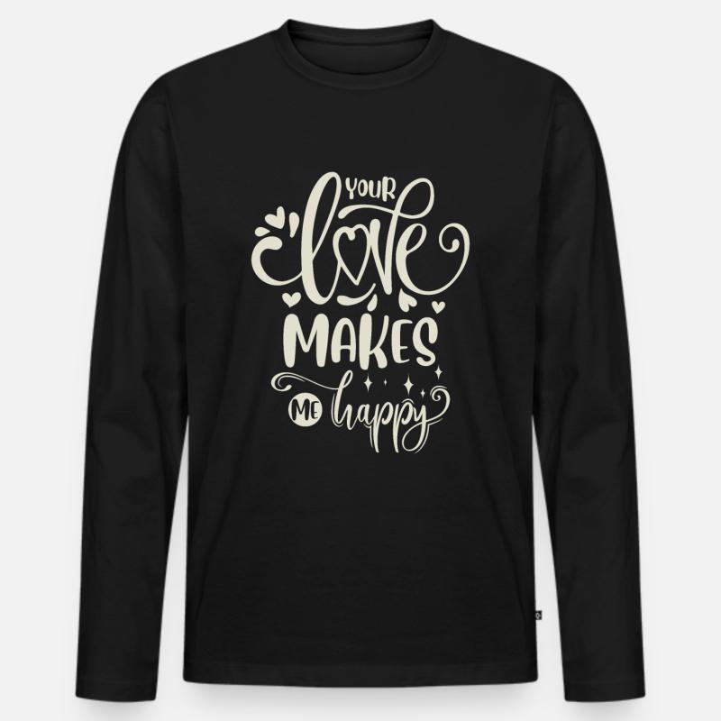 Liebe Zitat - Männer Premium Bio Langarmshirt - Schwarz