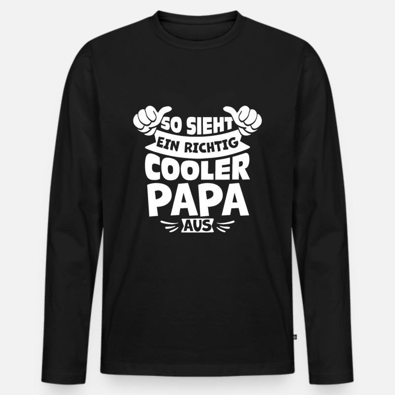 Cooler Papa - Männer Premium Bio Langarmshirt - Schwarz