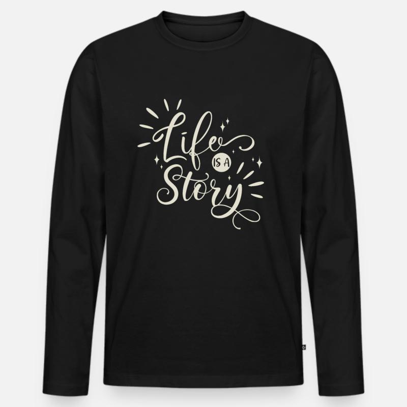 Leben Zitat - Männer Premium Bio Langarmshirt - Schwarz