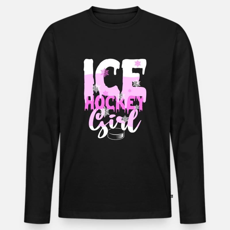 Eishockey Mädchen - Männer Premium Bio Langarmshirt - Schwarz