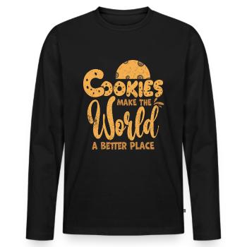 Cookie - Männer Premium Bio Langarmshirt - Schwarz - Vorne - Nico (187cm)