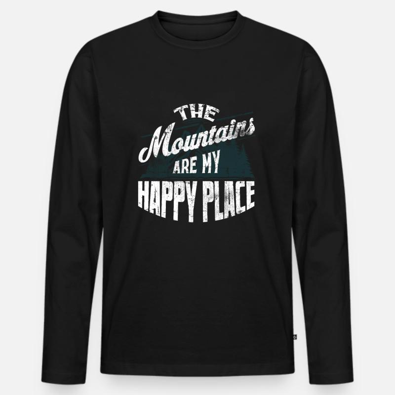 Berge - Männer Premium Bio Langarmshirt - Schwarz