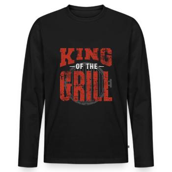 Barbecue roi - T-shirt manches longues Premium bio Homme - noir - Devant - Nico (187cm)