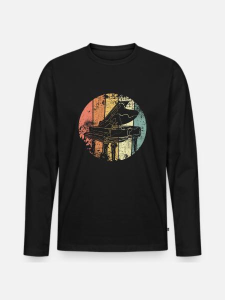 Klavier retro - Männer Premium Bio Langarmshirt - Schwarz