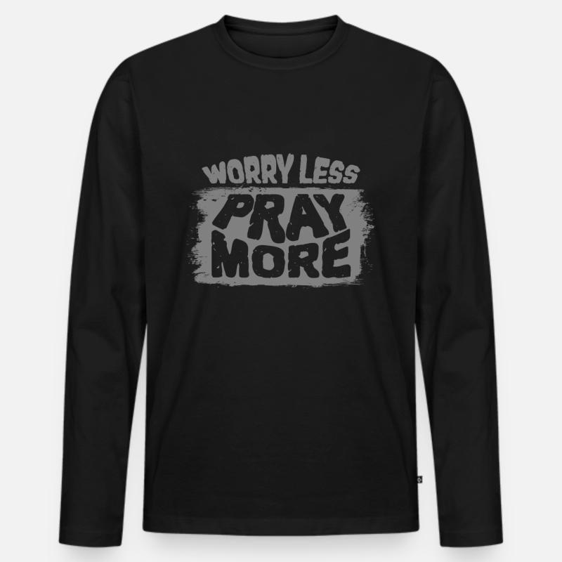 Beten - Männer Premium Bio Langarmshirt - Schwarz