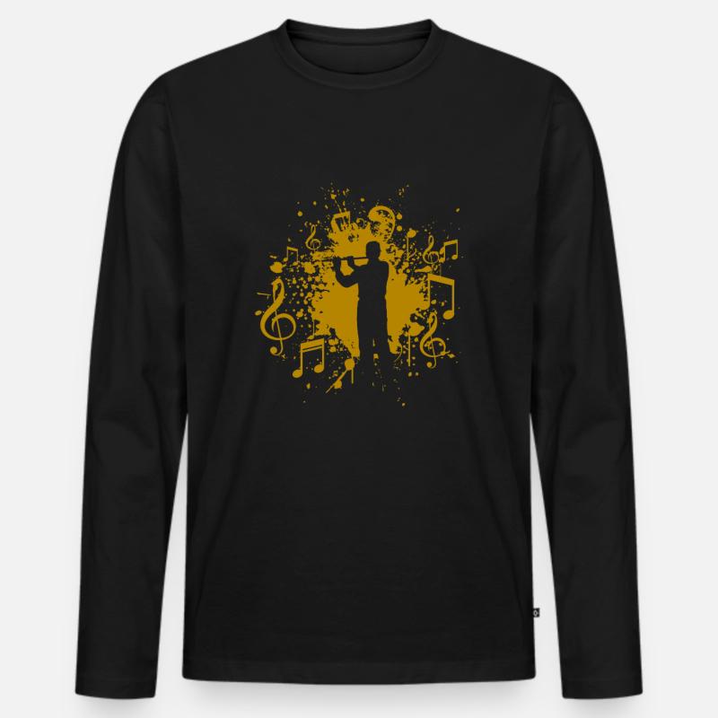 Querflöte - Männer Premium Bio Langarmshirt - Schwarz