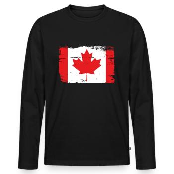 Drapeau du Canada - T-shirt manches longues Premium bio Homme - noir - Devant - Nico (187cm)