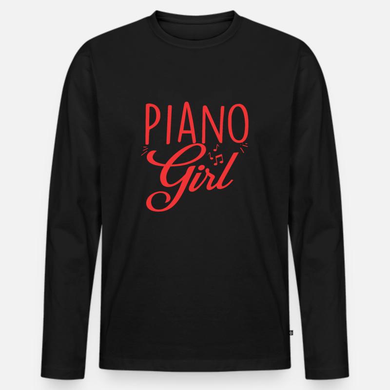Klavier Mädchen - Männer Premium Bio Langarmshirt - Schwarz