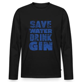 Gin - Männer Premium Bio Langarmshirt - Schwarz - Vorne - Nico (187cm)