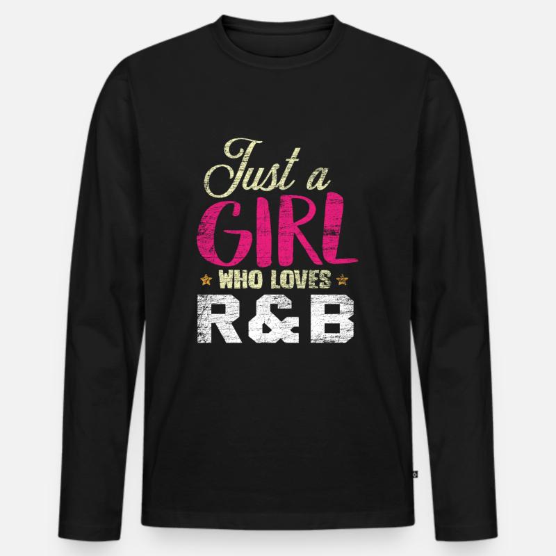 R&B Musik Mädchen - Männer Premium Bio Langarmshirt - Schwarz