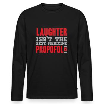 Étudiant en médecine - T-shirt manches longues Premium bio Homme - noir - Devant - Nico (187cm)