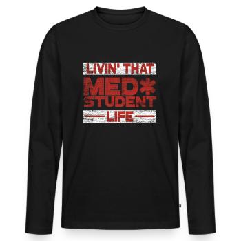 Étudiant en médecine - T-shirt manches longues Premium bio Homme - noir - Devant - Nico (187cm)