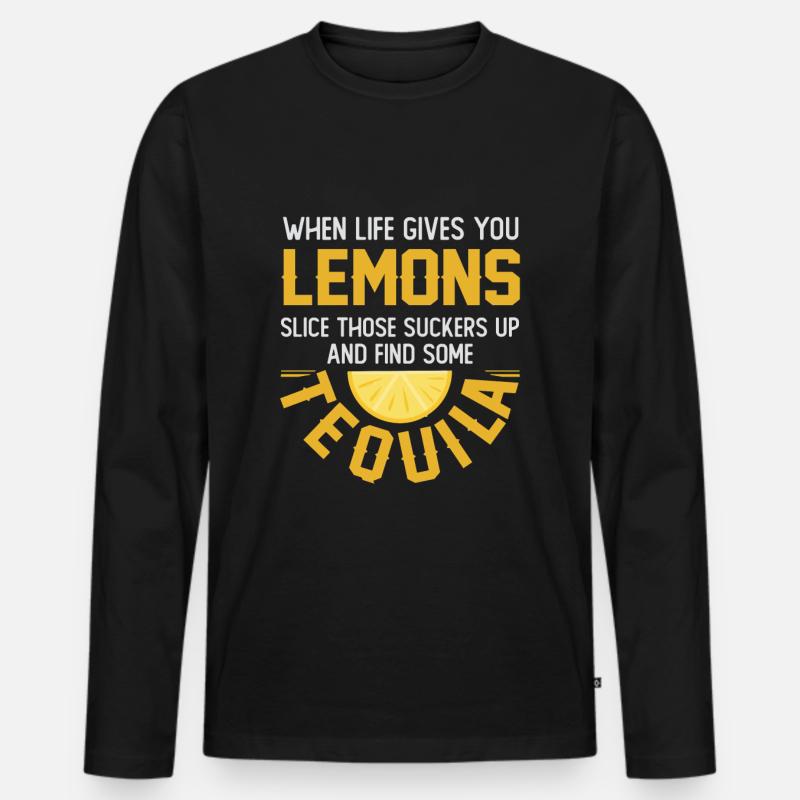 Tequila Trinkspruch - Männer Premium Bio Langarmshirt - Schwarz