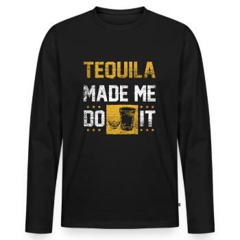 tequila - Men's Premium Organic Long Sleeve Shirt - black - Front - Nico (187cm)
