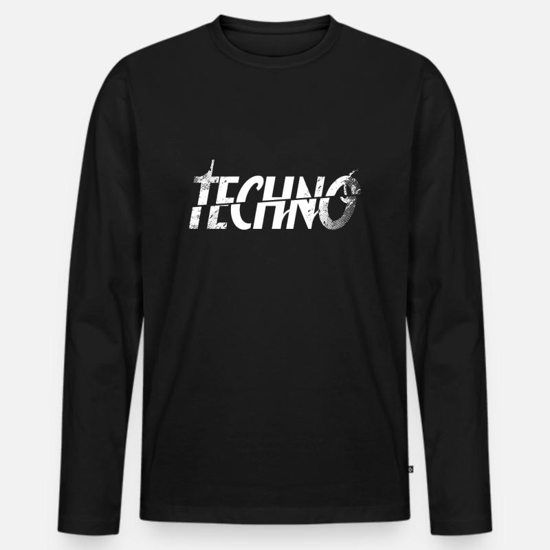 Techno - Männer Premium Bio Langarmshirt - Schwarz