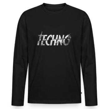 Techno - T-shirt manches longues Premium bio Homme - noir - Devant - Nico (187cm)