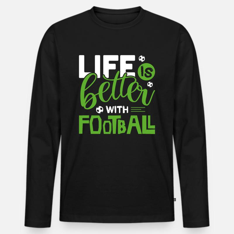 Fußball - Männer Premium Bio Langarmshirt - Schwarz