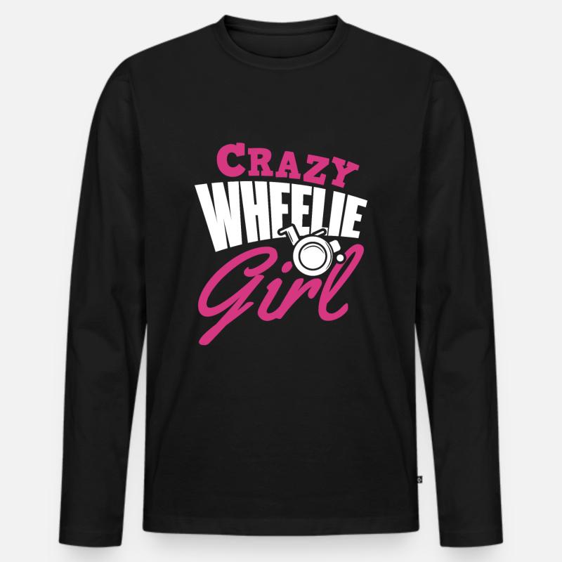 Rollstuhl Mädchen - Männer Premium Bio Langarmshirt - Schwarz