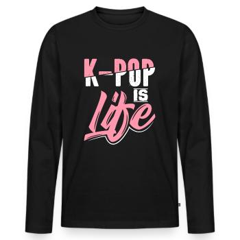 K-Pop - T-shirt manches longues Premium bio Homme - noir - Devant - Nico (187cm)