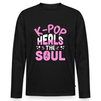 K-Pop - Männer Premium Bio Langarmshirt - Schwarz - Vorne - Nico (187cm)