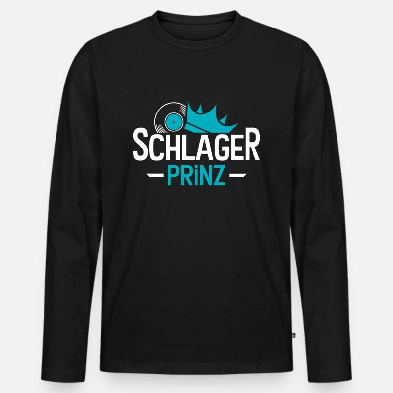 Schlager Prinz - Männer Premium Bio Langarmshirt - Schwarz