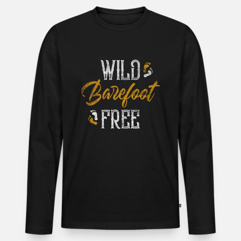 Barfuß - Männer Premium Bio Langarmshirt - Schwarz