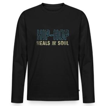 hip hop - Men's Premium Organic Long Sleeve Shirt - black - Front - Nico (187cm)