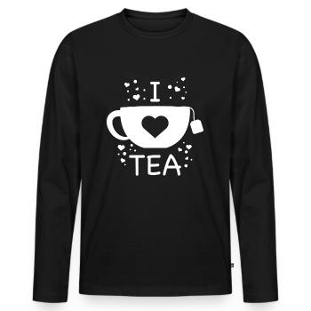 Tee - Männer Premium Bio Langarmshirt - Schwarz - Vorne - Nico (187cm)