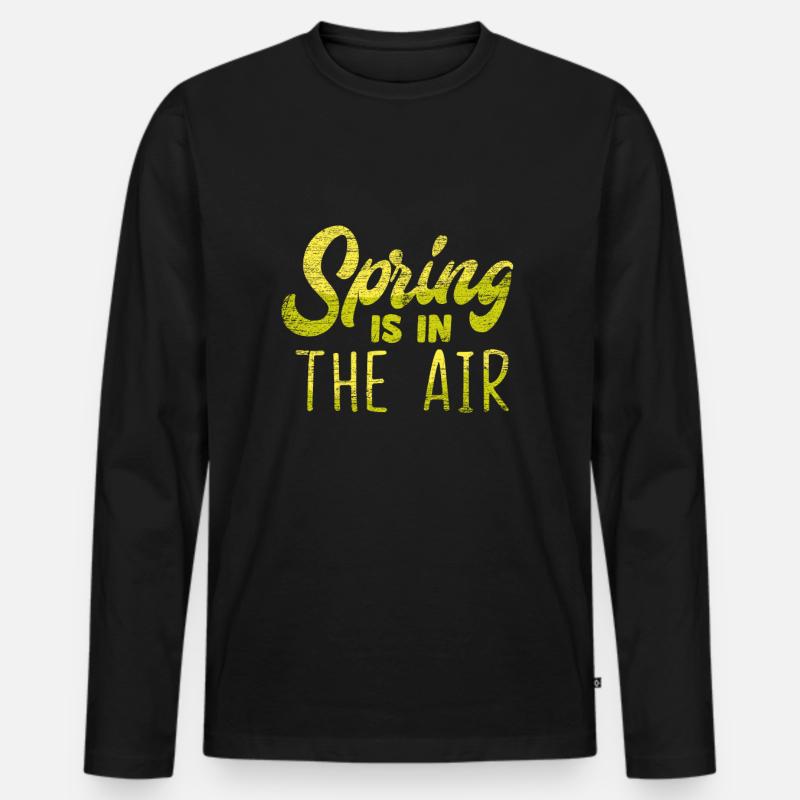 Frühling - Männer Premium Bio Langarmshirt - Schwarz
