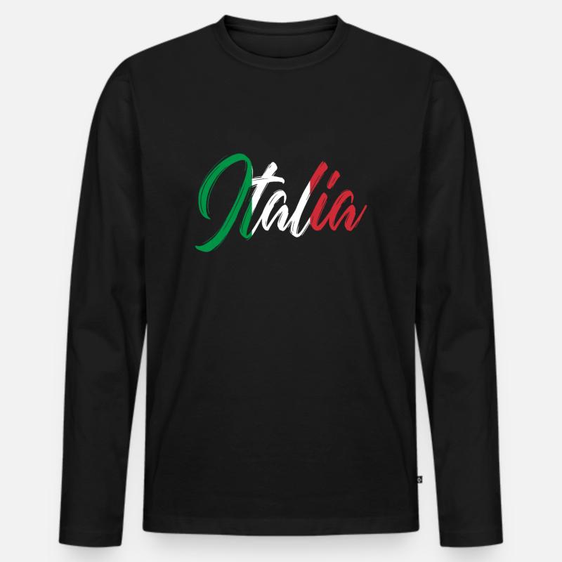 Italien - Männer Premium Bio Langarmshirt - Schwarz