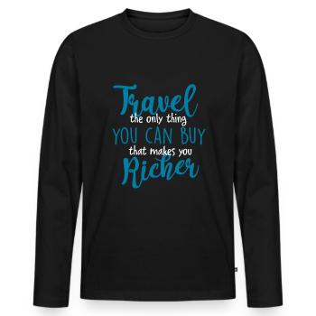 Reisen - Männer Premium Bio Langarmshirt - Schwarz - Vorne - Nico (187cm)