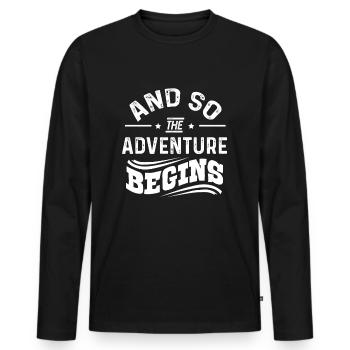 Reisen - Männer Premium Bio Langarmshirt - Schwarz - Vorne - Nico (187cm)