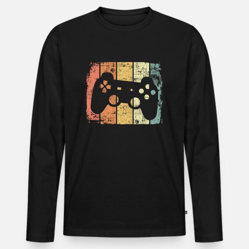 Gaming retro - Männer Premium Bio Langarmshirt - Schwarz